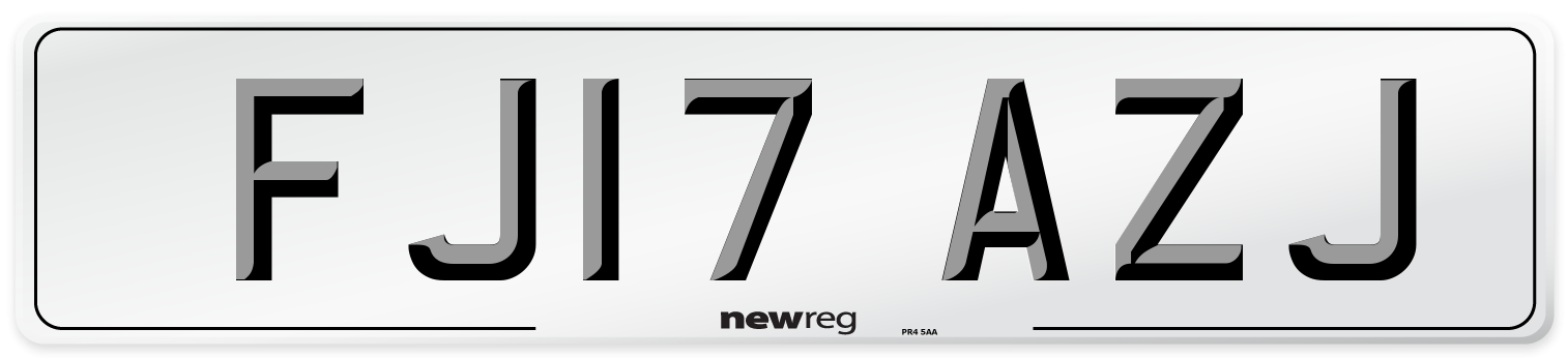 FJ17 AZJ Number Plate from New Reg